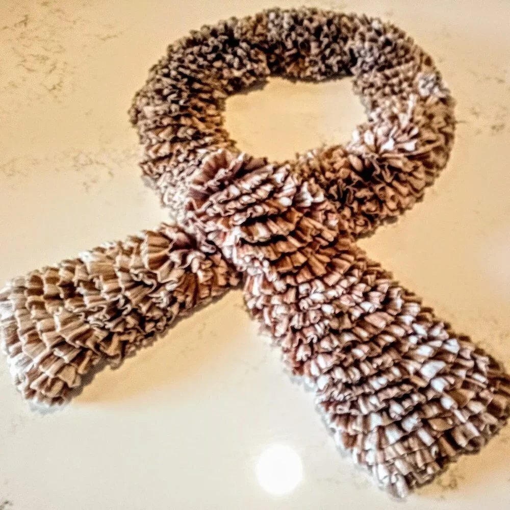 Brown Ruffle Woven Oblong Scarf